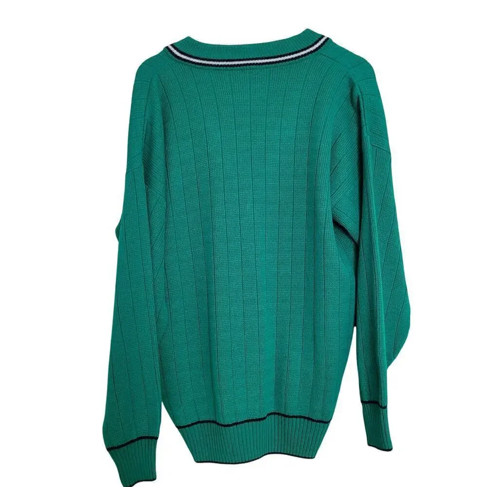 Vintage Quills Woollen Market Sweater M Kelly Green Knit Academia Ireland Irish